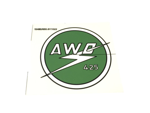 Aufkleber / Emblem / Abziehbild Tank (grau/grün/weiß) rechts (D=85,00mm) AWO Touren