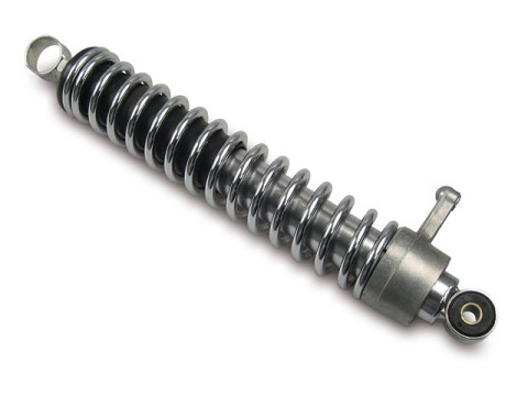 Federbein hinten links (mit Verstellhebel und Chromfeder) (Abstand Auge 360,00mm) MZ ETZ125, ETZ150, ETZ250
