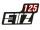 Schriftzug (Folie) "ETZ 125" für Seitendeckel, schwarz / weiß / rot (schwarzer Rand) MZ ETZ125
