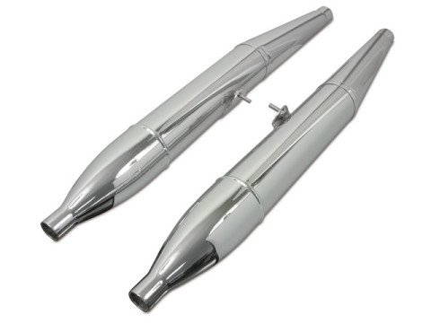 Auspuff D=40,00mm, L=820,00mm, Zigarre (rechts+links im Satz) dreiteilig, zerlegbar, chrom MZ ES250