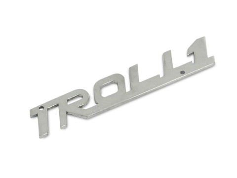 Schriftzug (Plakette aus Aluminium) "Troll" Emblem zum Schrauben / Nieten IWL TR150 Troll