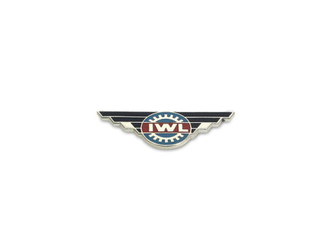 Schriftzug (Plakette aus Aluminium) "IWL" für Lenkerabdeckung IWL TR150 Troll