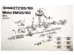 Explosionszeichnung Motor MZ ETZ125, ETZ150