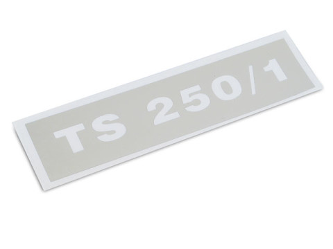Schriftzug (Folie) "TS 250/1" negativ für Seitendeckel chrom MZ TS250/1