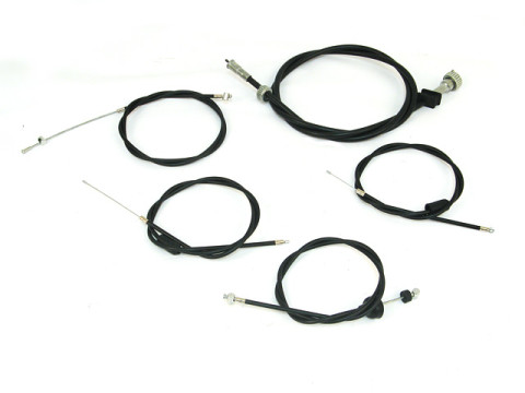 Satz - Bowdenzüge komplett (Lenker flach) schwarz (5 teilig) MZ TS250