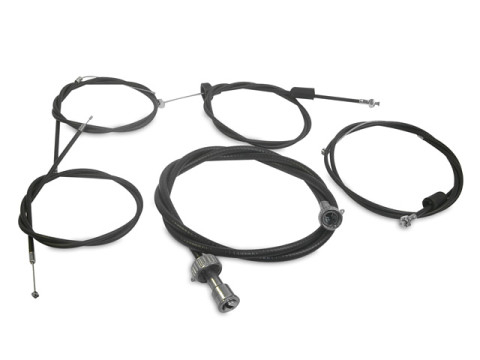 Satz - Bowdenzüge komplett (Lenker hoch) schwarz (5 teilig) MZ TS250
