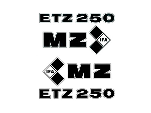 Satz - Schriftzug (Folie) "ETZ 250" gerade / schwarz (4 teilig) MZ ETZ250