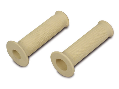Satz - Griffgummi / Lenkergummi (großer Bund, flache Form) beige (2 teilig) IWL Pitty, SR59 Berliner Roller, SR56 Wiesel, TR150 Troll