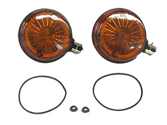 Satz - Blinker D=80,00mm gelb (rechts und links) hinten (E-Prüfzeichen) (6 teilig) Seitenwagen MZ TS, teilweise ETZ