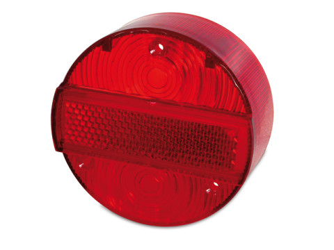 Rücklichtkappe - Lichtaustritt rot D=120,00mm (3 Schrauben) mit KZB (E-Prüfzeichen) MZ Seitenwagen, TS125, TS150, ETZ250