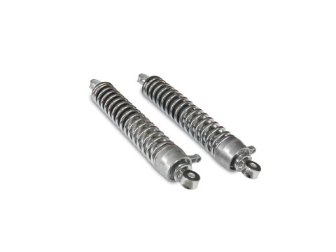 Federbeine hinten im Satz (links & rechts) 2-fach verstellbar (Abstand 375mm) Stoßdämpfer verchromt, Druckfeder verchromt MZ ETZ251, ETZ301