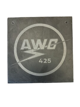 Schieferplatte / Wandtafel (20 x 20cm) "AWO 425" Logo