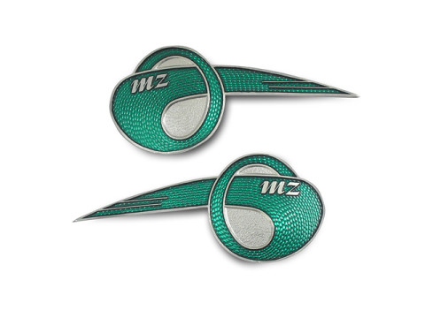 Satz - Plakette / Emblem "MZ" Aluminium (2 teilig) MZ RT125