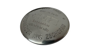 Tankdeckel (D=60,00mm) "100 Jahre MZ" Sonderedition (1922 - 2022) Alu poliert MZ RT125, BK350, ES, ETS, TS, ETZ