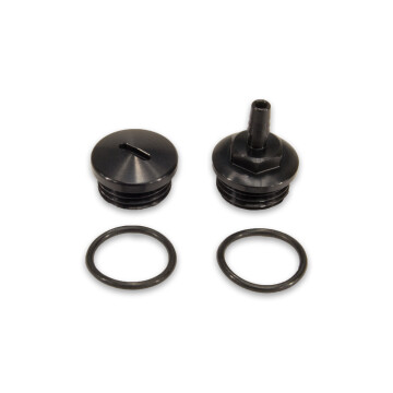 Verschlußschrauben im Set (4-teilig) für Getriebedeckel (schwarz / schwarz) mit Entlüftung und Dichtringen Aluminium eloxiert S51, S70, KR51/2, SR50, SR80