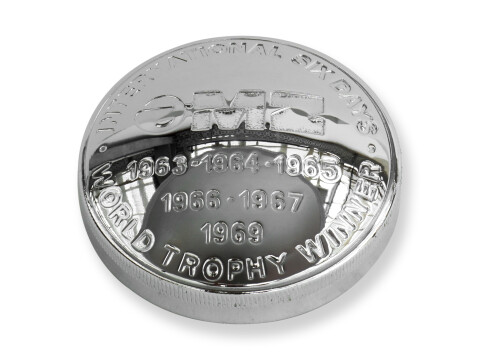 Tankdeckel Ø60mm „Trophy 1963–1969“ verchromt Messing – MZ