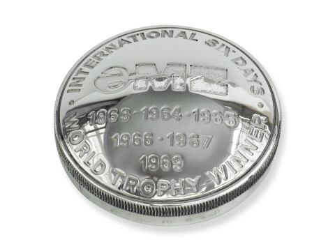 Tankdeckel Ø60mm „Trophy 1963–1969“ poliert Alu – MZ