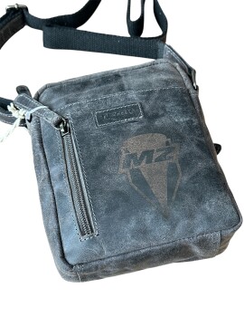 Herren Tasche (Echtleder) "MZ Wappen" Gravur – grau